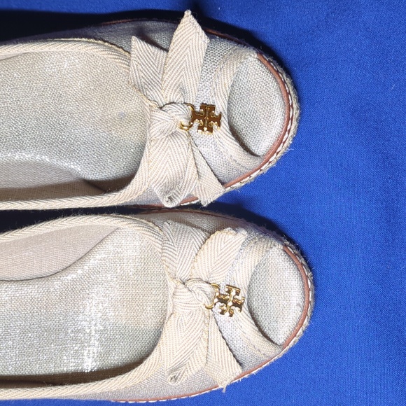 Tory Burch Jackie Espadrille Wedge Bow Peep-Toe Flats NOW ONLY $95 - Picture 6 of 9